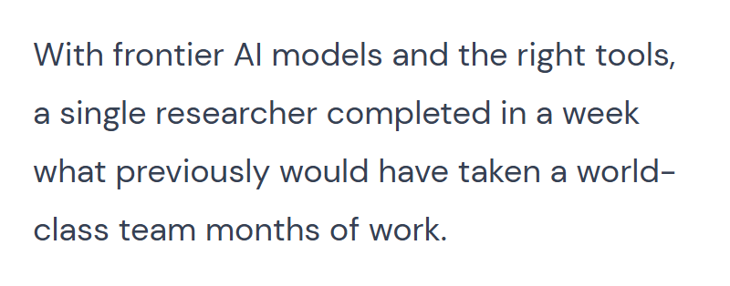 From the Wiz PHP2Shell post: With frontier AI models and the right tools, a single researcher completed in a week what previously would have taken a world-class team months of work.